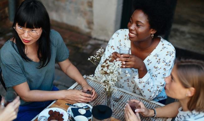 group of women having brunch at a neighborhood restaurant